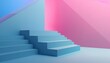 © StockUp - A modern, minimalist interior featuring a staircase with contrasting pink and blue lighting, creating a sleek aesthetic.