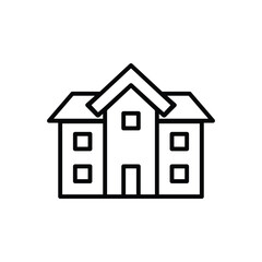 Wall Mural - building icon house, school building illustration outline style