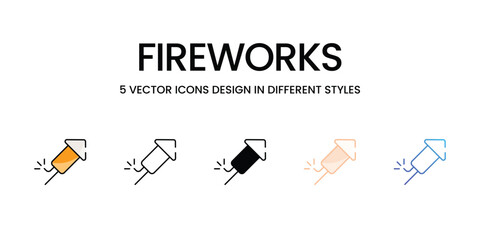 Canvas Print - Fireworks icons set vector stock illustration