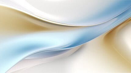 Fototapete - Abstract white wavy background with streaks of gold blue color.