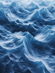 Wall Mural - surrealism ocean waves with gradient blue