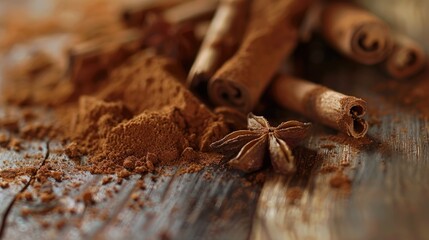 Ground Cinnamon on Wood Surface