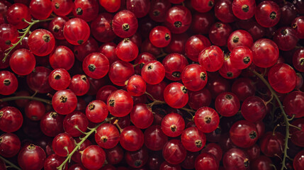 a close-up of fresh red currants, showcasing their vibrant color and juicy texture. the background i