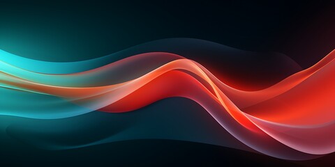 Poster - Abstract background with wavy lines on a dark gradient, vector illustration, flat design, minimalism, simple shapes, no shadows, vector art.