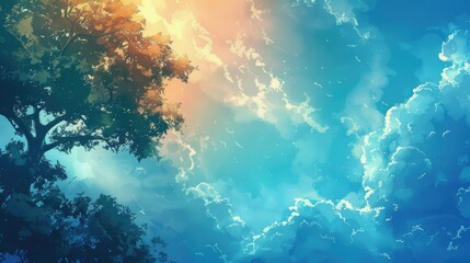 Aufkleber - Sky and tree backdrop