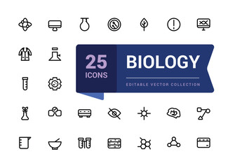 Wall Mural - set of biology icons. linear mimimal style icons pack. simple editable stroke vector illustration.