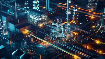 Poster - Modern factory and communication network concept Telecommunication IoT Internet of Things ICT Information communication Technology 5G Smart factory Digital transformation : Generative AI