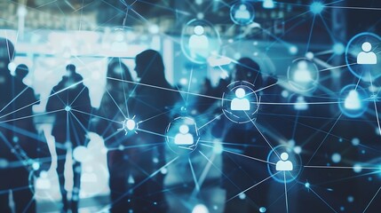 Leinwandbilder - Communication technology  smart connection IOT and people network technology concept People using connective device to connect to the secured internet network and cloud computing serve : Generative AI