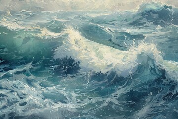 Wall Mural - a painting of a large body of water