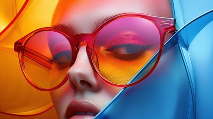 Poster - A colorful abstract artwork featuring a vibrant mix of bright shades and an eyeglasses motif, exuding a playful and lively atmosphere through its imaginative design and bold use of color.