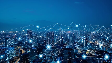 Aufkleber - Communication network concept IoT Internet of Things Telecommunication : Generative AI