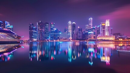 Aufkleber - Modern cityscape and communication network concept Internet of Things ICT Information communication Technology 5G Smart city Digital transformation Singapore : Generative AI