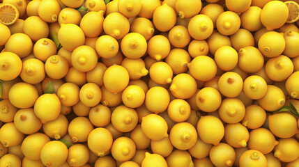 A vibrant display of fresh yellow lemons, filling the background completely. The lemons' bright color and juicy appearance make them look incredibly tempting and fresh.