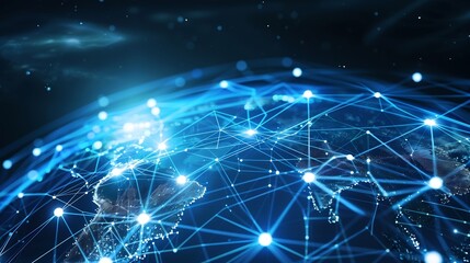 Poster - Communication technology with global internet network connected around the world Telecommunication and data transfer international connection links IoT finance business blockchain secu : Generative AI