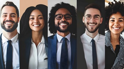 Canvas Print - Smiling diverse group of professionals in business attire.