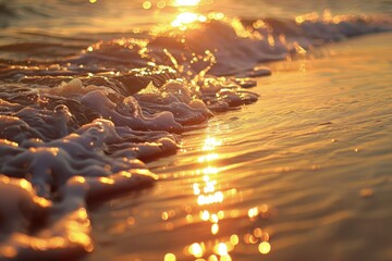 the sun is setting over the water at the beach