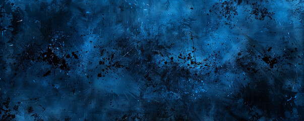 a dark cobalt background with a textured, grungy appearance, featuring scratches and splatters in sh