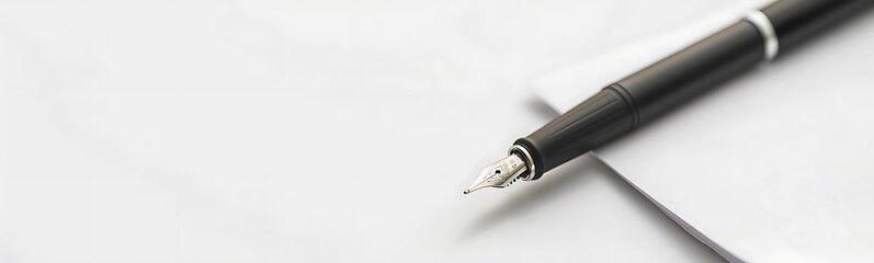 Leinwandbilder - Solid White Background with Business Document and Pen, Ample Copy Space