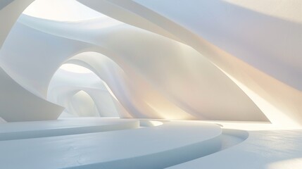 Wall Mural - Abstract white arched shapes background with soft lighting and smooth texture