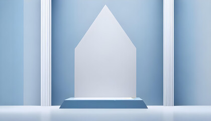 Wall Mural - White blue podium stage product sale promotion background 35