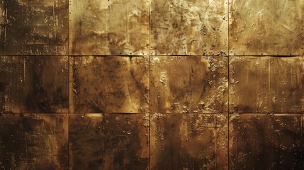 Naklejka na meble Rusty metal surface with weathered gold paint and corroded texture abstract background