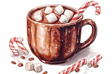 Poster - Hot Cocoa and Marshmallows: Watercolor