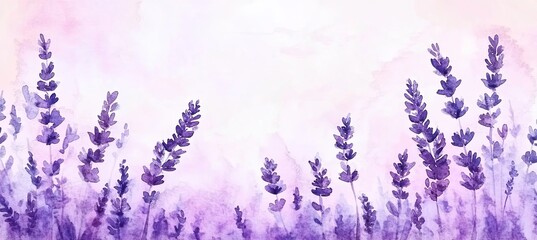 Poster - Watercolor lavender flowers background banner