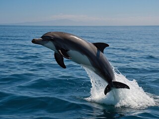 Wall Mural - Pacific Ocean dolphins leaping and surfacing