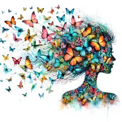 Wall Mural - 
human figure formed by butterflies 1