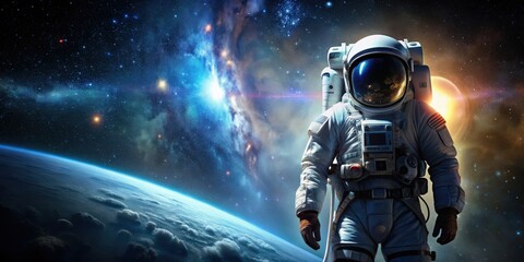 Wall Mural - cosmic paradox with an astronaut in a black background, cosmic, paradox, astronaut, space, explorati