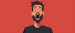 © TheWaterMeloonProjec - Young hispanic man with beard standing over red background in shock face looking skeptical and sarcastic surprised with open mouth