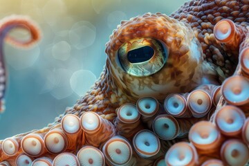 Curious octopus extending its tentacles to explore its environment with its skin rapidly changing colors and patterns