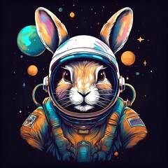 Poster - rabbit astronaut logo t-shirt design illustration