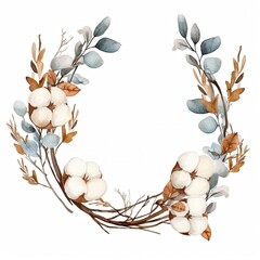 Poster - Watercolor Cotton Wreath