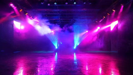 Poster - stage with dramatic red and purple lighting effects.