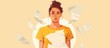 © TheWaterMeloonProjec - Woman tearing paper Young woman in a yellow t shirt with torn paper