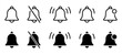 © moroz_stock - Notification icon set. New message sign. Ringing bell symbol. Alarm alert pictogram. Mute reminder illustration.