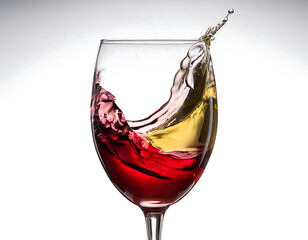 Poster -  Wine Splash- Red and white wine splash in a glass isolated on white background, full depth _1(127)