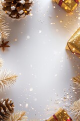 Wall Mural - festive christmas banner and xmas poster, bright decorative decorations new year holiday background.