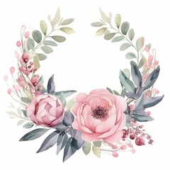 Wall Mural - Watercolor Floral Wreath