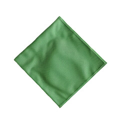 Top view of isolated green cotton napkin on a transparent background