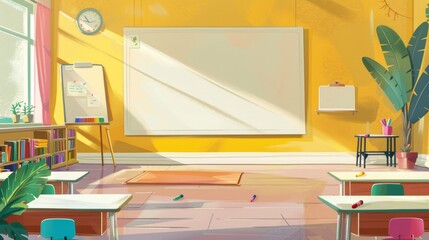 Sticker - Empty Classroom with Colorful Details.