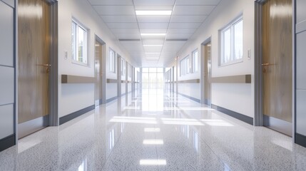 Poster - Empty Hospital Corridor.