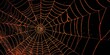 © Suwanlee - Intricate spider web with a dark background, illuminated by orange light. Perfect for Halloween themes, nature, or web design concepts.