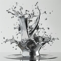 Wall Mural - Medium shot of Mercury liquid splash, isolated on a white background,  