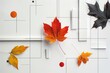 © DK_2020 - A minimalist autumn collage colorful fall leaves on a white background