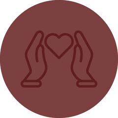 Canvas Print - Heart with hands Vector Line Maroon Circle Maroon