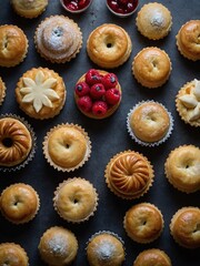 Wall Mural - Sweet pastry displayed from a top-down perspective