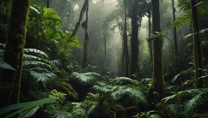 Wall Mural - Textured abstract background of a rainforest canopy