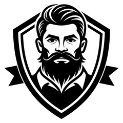 Wall Mural - Beard Man Logo vector silhouette